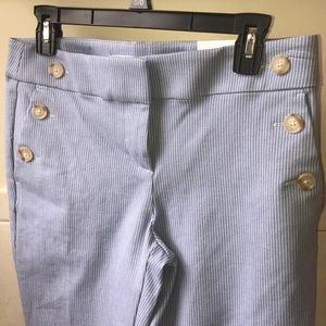 Crop light blue and white stripped pants